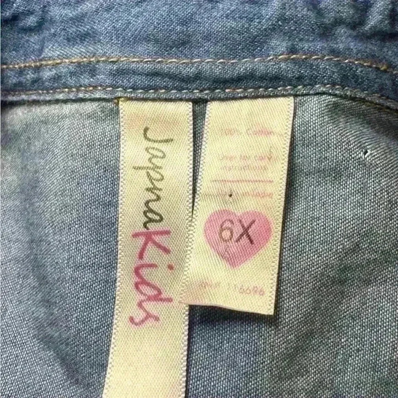 Japna Kids- Button Down Denim Dress w belt Mini Dress- Girls 6X - Picture 4 of 4